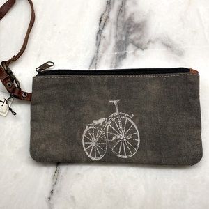 NWT Mona B Wristlet Lined Pouch Recycled Canvas bicycle